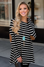 Load image into Gallery viewer, Black or White Stripe Tunic w/Button Back