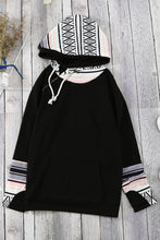 Load image into Gallery viewer, Black Aztec Double Hooded Sweatshirt