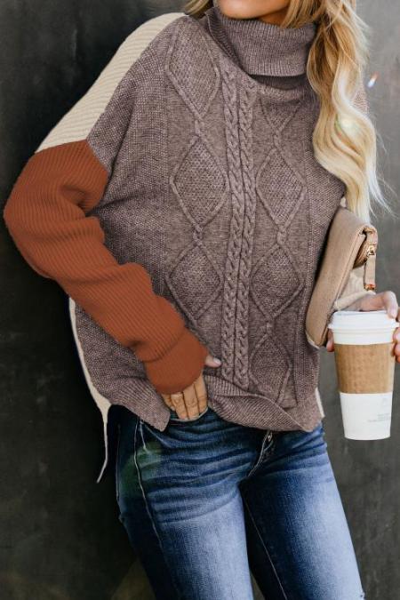 Pre-Order Cable Knit Color Block Sweater