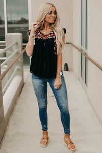 Black Fall Embrodered Top