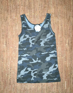Camo Fitted Scoop-Neck Tank Top