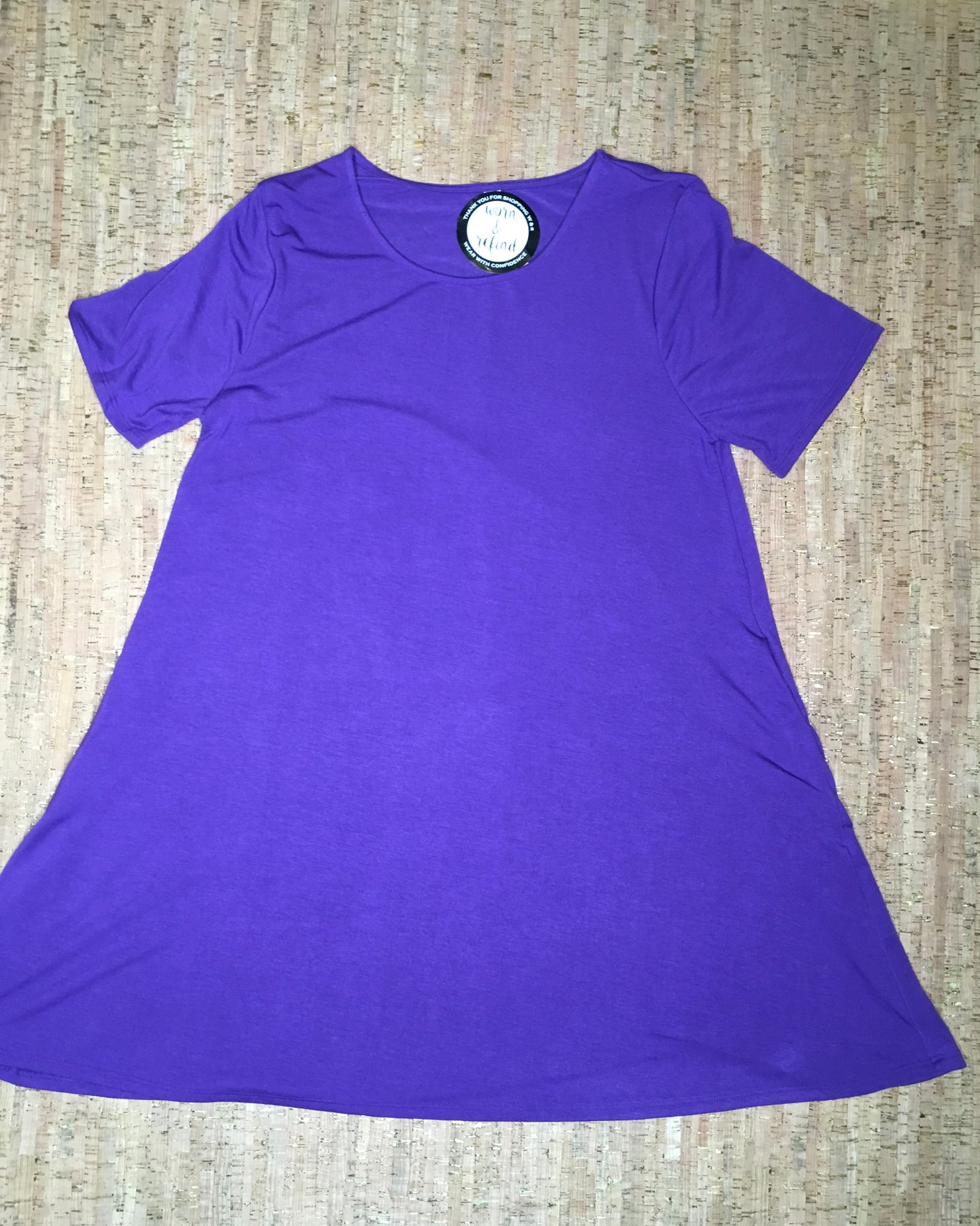Purple Round Neck Short-Sleeve Tunic