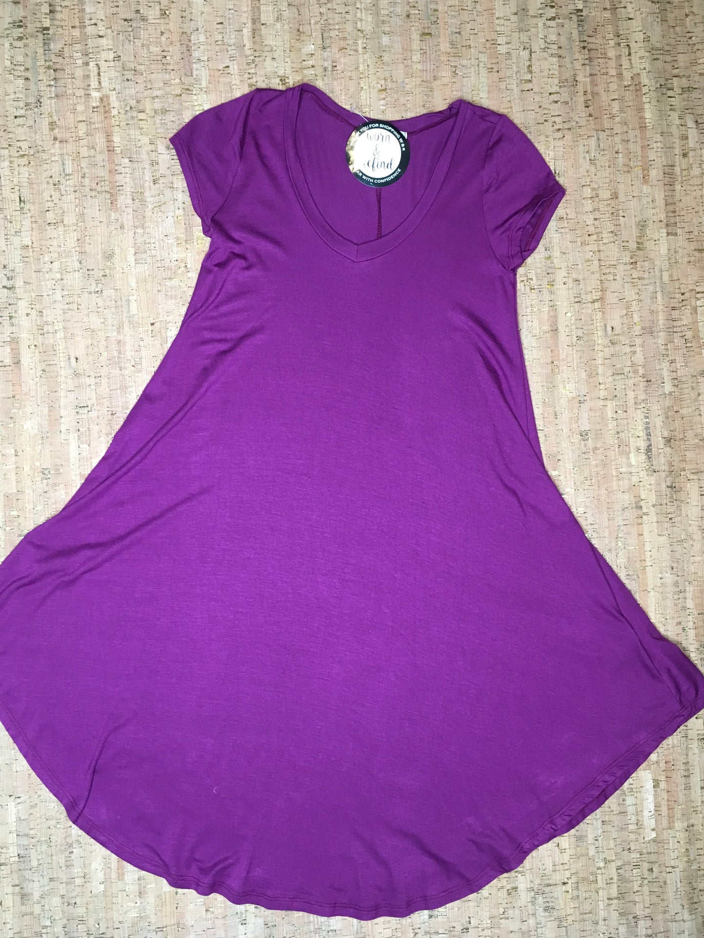 Purple Deep V-Neck Tunic/Dress
