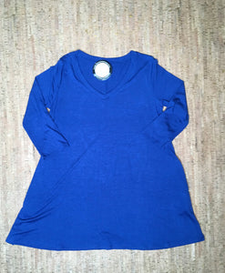 Royal Blue 3/4 Sleeve V-Neck Tunic
