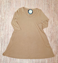 Load image into Gallery viewer, Coffee 3/4 Sleeve V-Neck Tunic