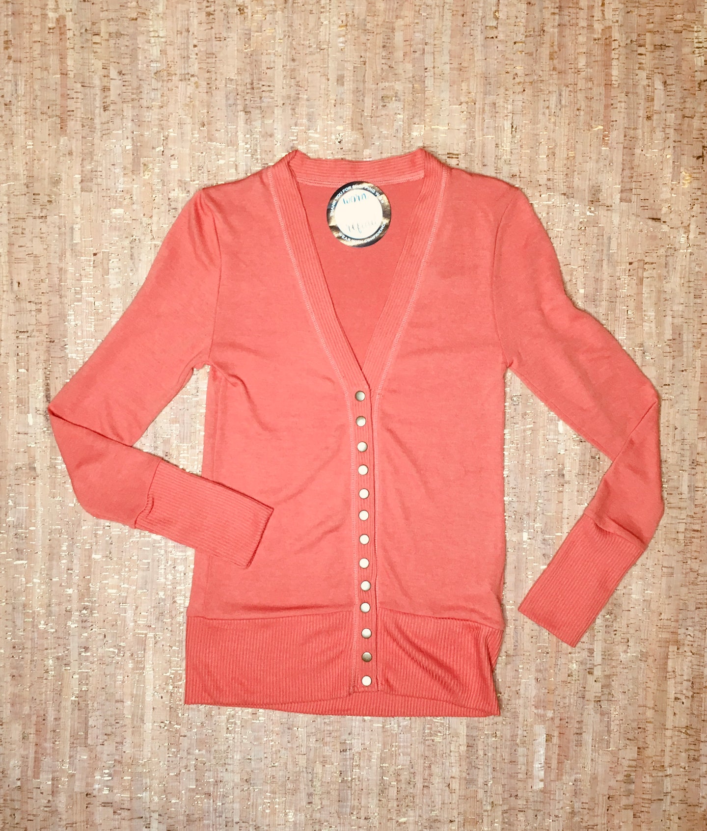 Harvest Orange Long Sleeve Snap Cardigan