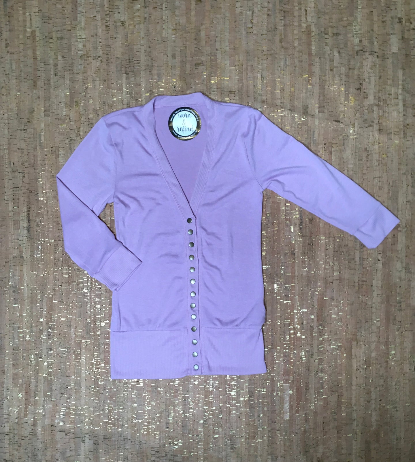 Lilac 3/4 Sleeve Snap Cardigan