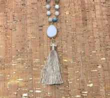 Load image into Gallery viewer, Multi Color Bead Necklace w/ Taupe Tassle