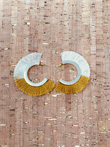 Gold & Cream Fringe Earrings