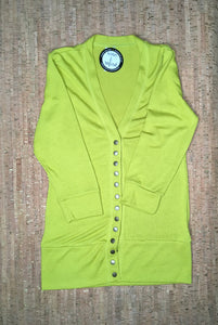 Chartreuse 3/4 Sleeve Snap Cardigan