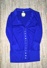 Load image into Gallery viewer, Denim Blue 3/4 Sleeve Snap Cardigan