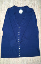 Load image into Gallery viewer, Navy 3/4 Sleeve Snap Cardigan