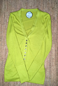 Chartreuse Long Sleeve Snap Cardigan