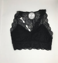 Load image into Gallery viewer, Black Lace Hourglass Back Bralette