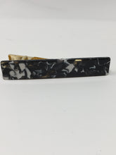 Load image into Gallery viewer, Black &amp; White Marble Solid Rectangle Hair Clip