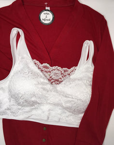 White Lace Front Padded Tank Bralette