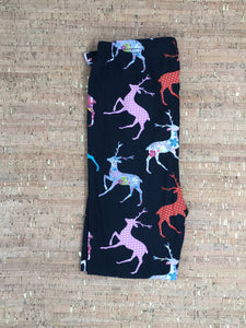 K #50 Multi Color Reindeer Print Leggings