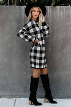 Load image into Gallery viewer, Pre-Order Black Gingham Balloon Sleeve Sweater Dress