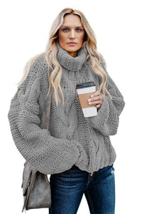 Cuddle Weather Cable Knit Handmade Turtleneck Sweater