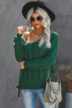 Load image into Gallery viewer, Pre-Order V-Neck Cable Knit Lace Up Sweater