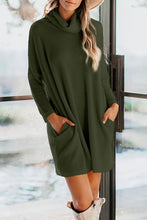Load image into Gallery viewer, Cowl Neck Long Sleeve Pocketed Knit Mini Dress/Tunic