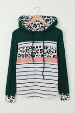 Load image into Gallery viewer, Pre-Order Stripe and Leopard Color Block Hoodie