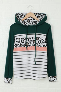 Pre-Order Stripe and Leopard Color Block Hoodie