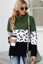Load image into Gallery viewer, Pre-Order Turtleneck Splicing Chunky Knit Pullover Sweater
