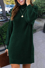 Load image into Gallery viewer, Mock Neck Lantern Sleeves Sweater Dress