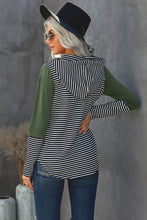 Load image into Gallery viewer, Green Color Block w/Stripe Hoodie