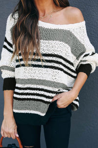 Classic Gray, Black, & White Knit Sweater