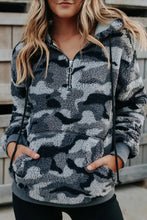 Load image into Gallery viewer, Gray Camo 1/2 Zip Sherpa