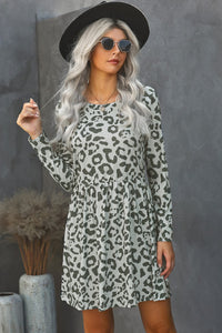 Pre-Order Long Sleeve Leopard Print Mini Dress