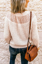 Load image into Gallery viewer, Pre-Order Beige Round Neck Lace Splicing Knitted Sweater