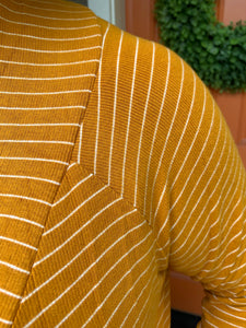 Gold with Cream Stripes Ribbed Cardigan