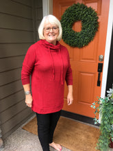 Load image into Gallery viewer, Red Heathered Cowl-Neck Tunic