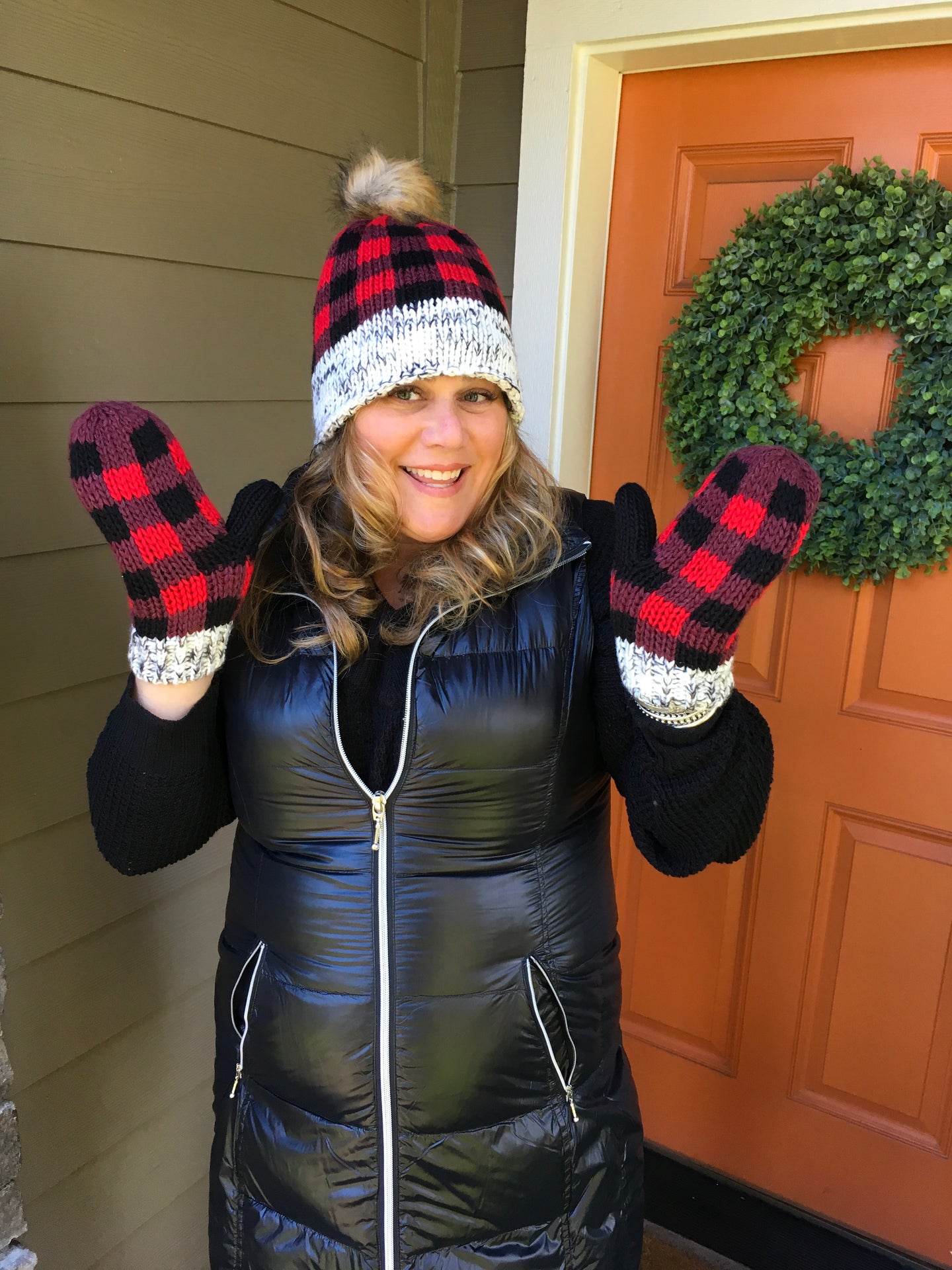 Adult Red Buffalo Plaid Mittens