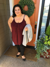 Load image into Gallery viewer, Burgundy Pleated Cami with Adjustable Straps