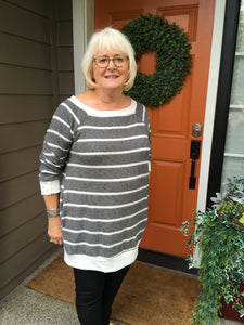 Light Charcoal and White Stripe Tunic