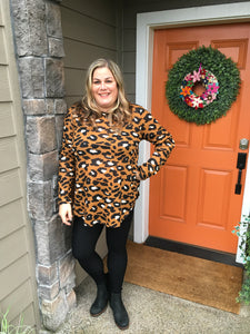 Camel Leopard Print Thermal Top