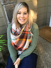 Load image into Gallery viewer, Orange &amp; Cream Blanket Scarf