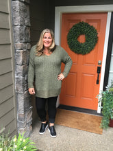 Load image into Gallery viewer, Light Olive V-Neck Popcorn Sweater