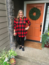 Load image into Gallery viewer, Red Buffalo Plaid Empire Waist Tunic