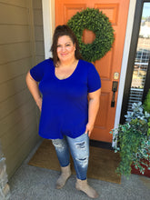 Load image into Gallery viewer, Denim Blue V-Neck Straight Cut Top