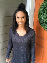 Load image into Gallery viewer, Charcoal V-Neck Heathered Tunic