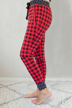 Load image into Gallery viewer, Pre-Order Buffalo Plaid Joggers with Dot Accent