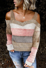 Load image into Gallery viewer, Pre-Order Cold Shoulder Color Block Sweaters