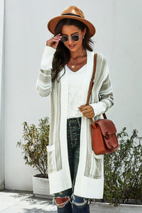 Pre-Order Cotton Blend Stripe Front Pocket Cardigans