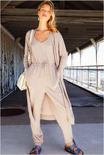 Load image into Gallery viewer, Pre-Order Khaki Sleeveless Drawstring Jumpsuit and Cardigan