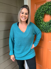 Load image into Gallery viewer, Teal Double V Sweater